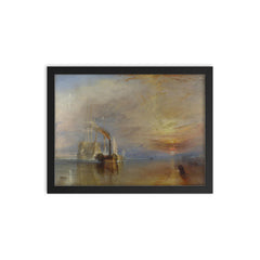 The Fighting Temeraire by Joseph Mallord William Turner, 1838 framed print on a plain backdrop in size 12"x16".