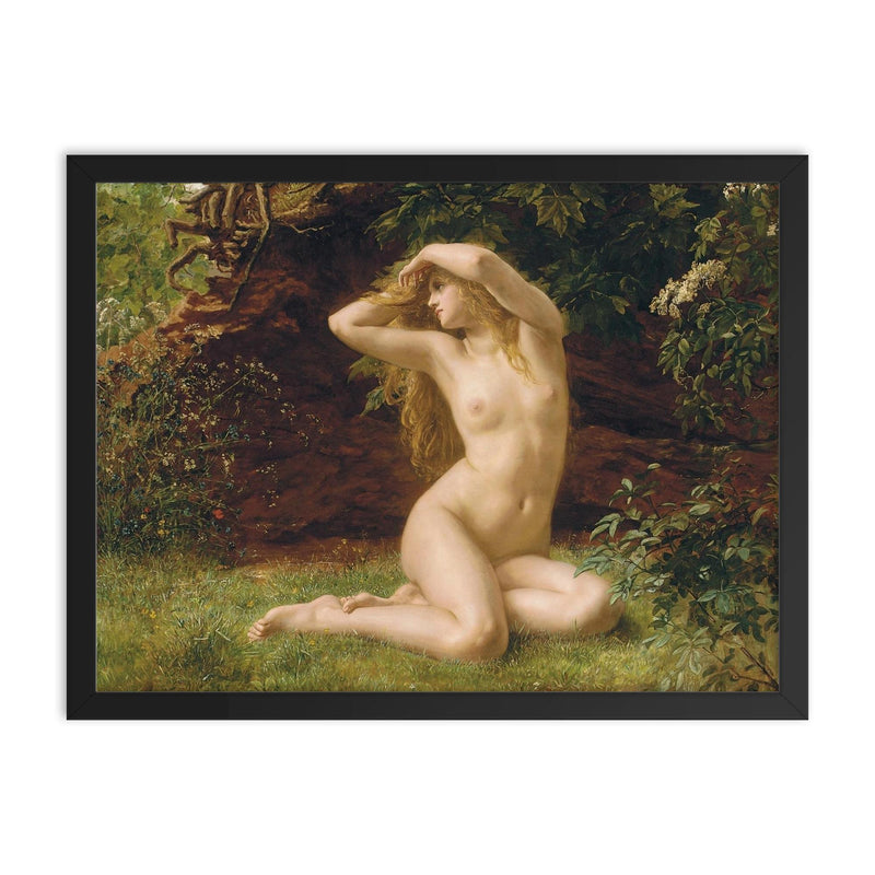 The First Awakening of Eve by Valentine Cameron Prinsep framed print on a plain backdrop in size 18