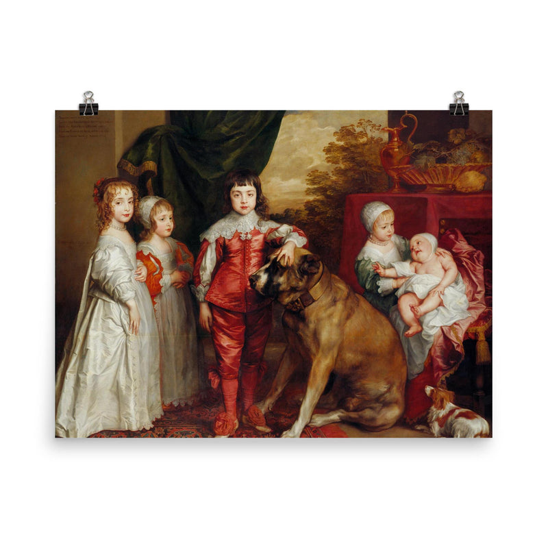 The Five Eldest Children of Charles I of England with a Hound by Anthony van Dyck, 1637 poster on a plain backdrop in size 8