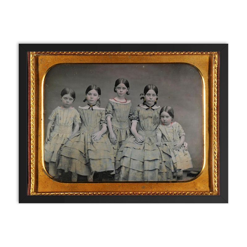 The Five Sisters framed print on a plain backdrop in size 18