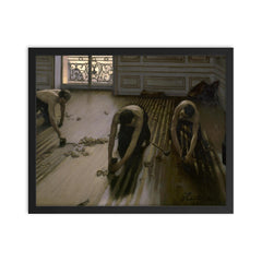 The Floor Scrapers, or Les Raboteurs de Parquet by Gustave Caillebotte framed print on a plain backdrop in size 16"x20".