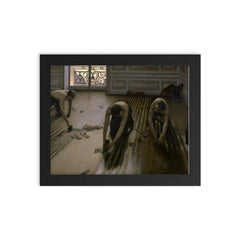 The Floor Scrapers, or Les Raboteurs de Parquet by Gustave Caillebotte framed print on a plain backdrop in size 8"x10".