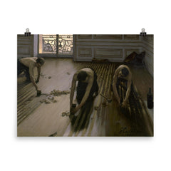 The Floor Scrapers, or Les Raboteurs de Parquet by Gustave Caillebotte poster on a plain backdrop in size 8"x10".