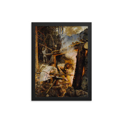 The Forging of the Sampo by Akseli Gallen-Kallela, 1893 framed print on a plain backdrop in size 12"x16".