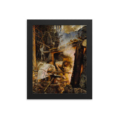 The Forging of the Sampo by Akseli Gallen-Kallela, 1893 framed print on a plain backdrop in size 8"x10".