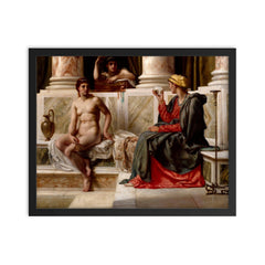 The Fortune Teller by Edward John Poynter framed print on a plain backdrop in size 16"x20".
