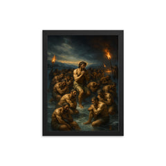 The Forty Martyrs of Sebaste on frozen lake framed print on a plain backdrop in size 12"x16".