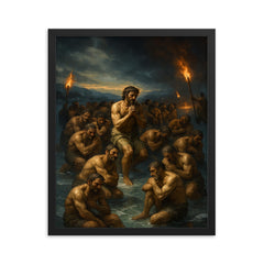 The Forty Martyrs of Sebaste on frozen lake framed print on a plain backdrop in size 16"x20".