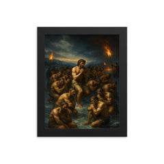 The Forty Martyrs of Sebaste on frozen lake framed print on a plain backdrop in size 8"x10".