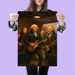 The Founding Fathers playing as a rock band in a garage poster 3