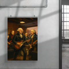 The Founding Fathers playing as a rock band in a garage poster 4