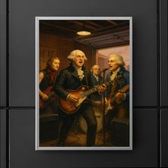 The Founding Fathers playing as a rock band in a garage poster 5