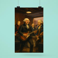 The Founding Fathers playing as a rock band in a garage poster 6