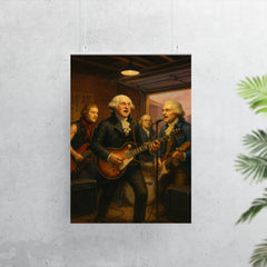 The Founding Fathers playing as a rock band in a garage poster 7