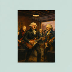 The Founding Fathers playing as a rock band in a garage poster 8