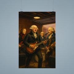 The Founding Fathers playing as a rock band in a garage poster 9