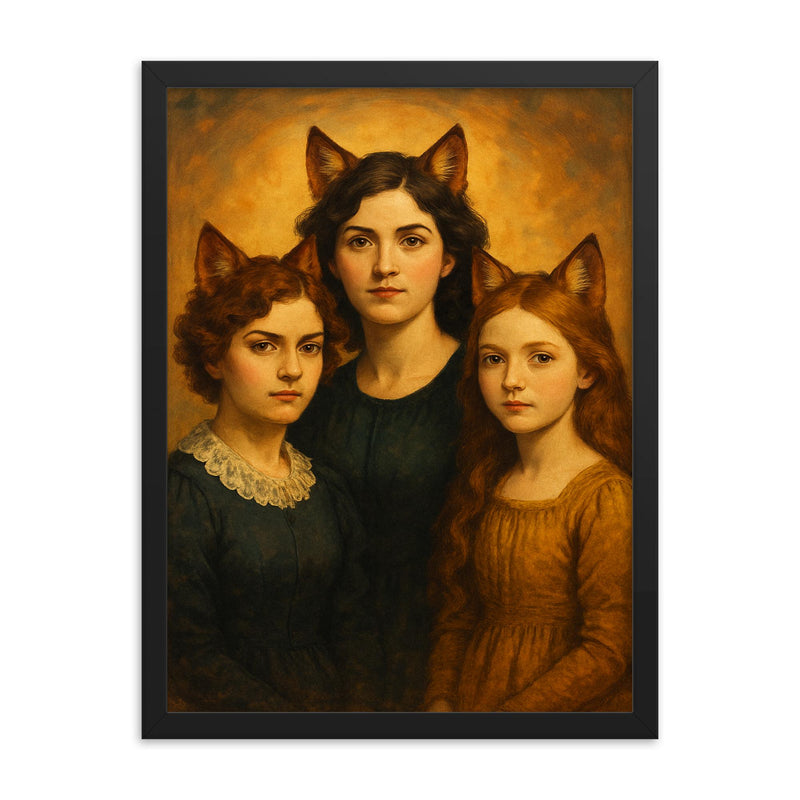 The Fox Sisters framed print on a plain backdrop in size 18