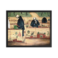 The Garden of Death by Hugo Simberg framed print on a plain backdrop in size 16"x20".
