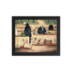 The Garden of Death by Hugo Simberg framed print on a plain backdrop in size 8"x10".