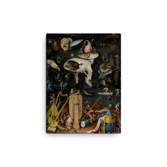 The Garden of Earthly Delights (Hell Panel) by Hieronymus Bosch, c. 1495-1505 canvas print on a plain backdrop in size 12"x16".
