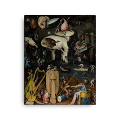 The Garden of Earthly Delights (Hell Panel) by Hieronymus Bosch, c. 1495-1505 canvas print on a plain backdrop in size 16"x20".