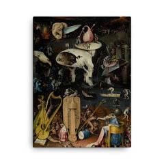 The Garden of Earthly Delights (Hell Panel) by Hieronymus Bosch, c. 1495-1505 canvas print on a plain backdrop in size 18"x24".