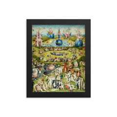 The Garden of Earthly Delights by Hieronymus Bosch framed print on a plain backdrop in size 8"x10".