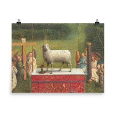 The Ghent Altarpiece - Adoration of the Mystic Lamb poster on a plain backdrop in size 8"x10".