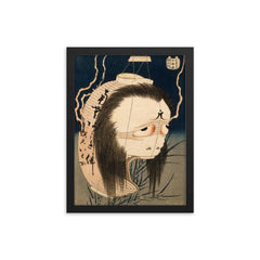 The Ghost of Oiwa by Hokusai framed print on a plain backdrop in size 12"x16".