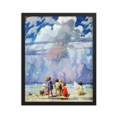 The Giant by N C Wyeth framed print on a plain backdrop in size 16"x20".