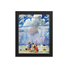 The Giant by N C Wyeth framed print on a plain backdrop in size 8"x10".