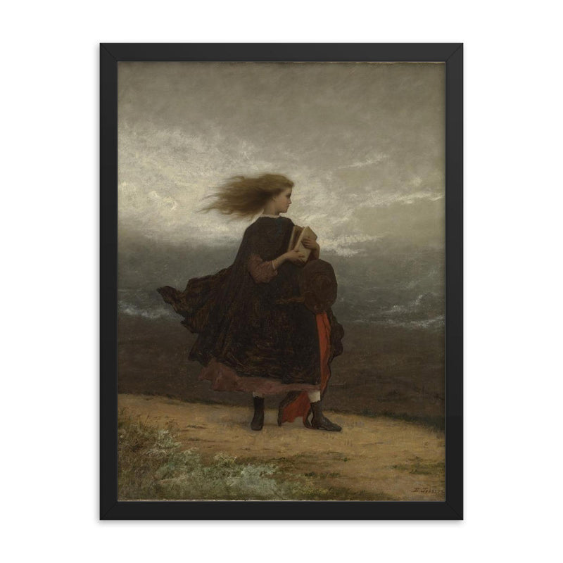 The Girl I Left Behind Me by Eastman Johnson framed print on a plain backdrop in size 18