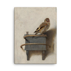 The Goldfinch by Carel Fabritius canvas print on a plain backdrop in size 18"x24".