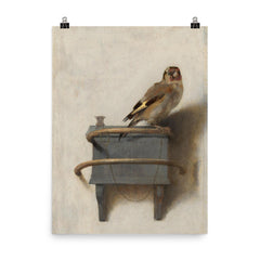 The Goldfinch by Carel Fabritius poster on a plain backdrop in size 8"x10".