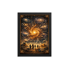 The Great Attractor cosmic pilgrimage map framed print on a plain backdrop in size 12"x16".
