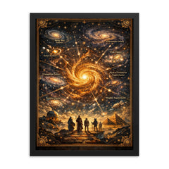 The Great Attractor cosmic pilgrimage map framed print on a plain backdrop in size 18"x24".