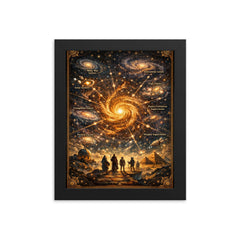 The Great Attractor cosmic pilgrimage map framed print on a plain backdrop in size 8"x10".