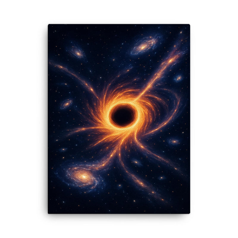 The Great Attractor swallowing galaxy streams canvas print on a plain backdrop in size 18