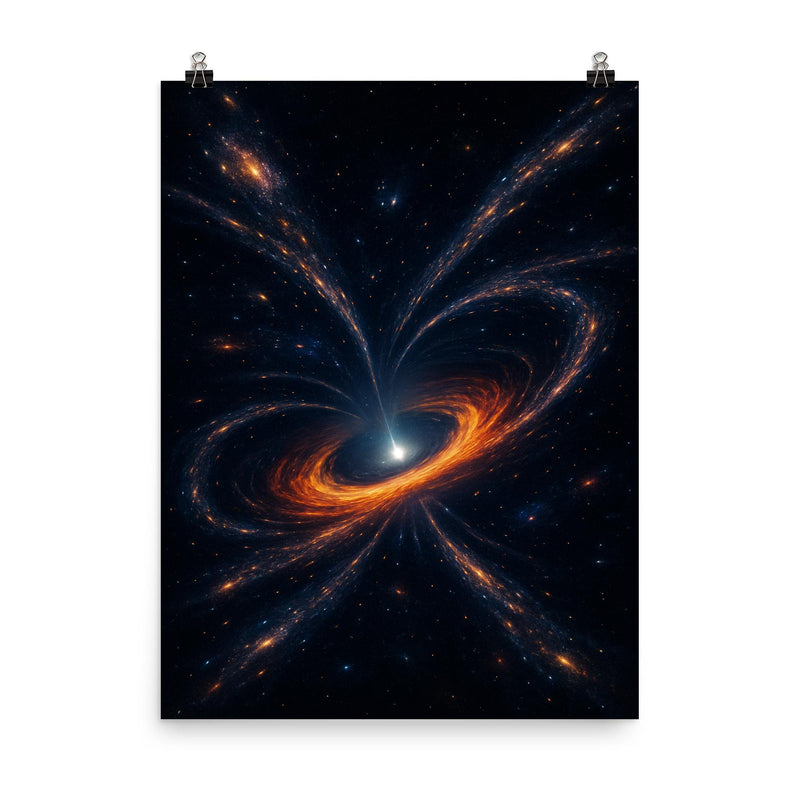 The Great Attractor swallowing galaxy streams in darkness poster on a plain backdrop in size 8