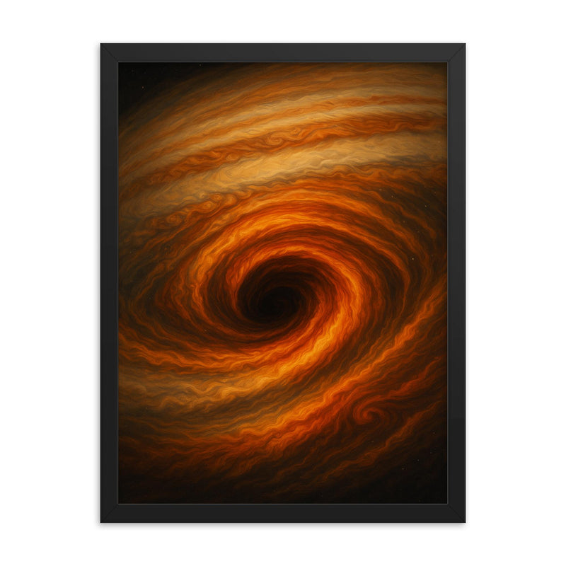 The Great Red Spot of Jupiter colossal storm vortex framed print mockup 18x24
