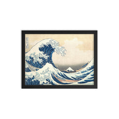 The Great Wave off Kanagawa framed print on a plain backdrop in size 12"x16".