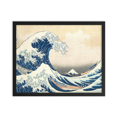 The Great Wave off Kanagawa framed print on a plain backdrop in size 16"x20".