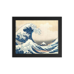 The Great Wave off Kanagawa framed print on a plain backdrop in size 8"x10".
