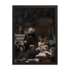 The Gross Clinic by Thomas Eakins framed print on a plain backdrop in size 18"x24".