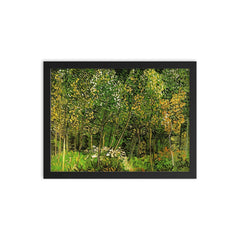 The Grove by Vincent van Gogh, 1890 framed print on a plain backdrop in size 12"x16".