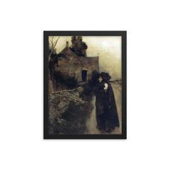 The Haunted House by Howard Pyle, 1904 framed print on a plain backdrop in size 12"x16".