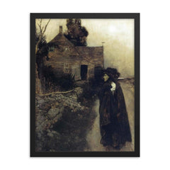 The Haunted House by Howard Pyle, 1904 framed print on a plain backdrop in size 18"x24".