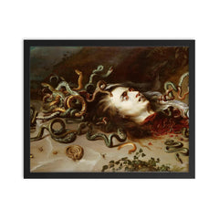The Head of Medusa by Peter Paul Rubens, 1618 framed print on a plain backdrop in size 16"x20".