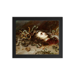 The Head of Medusa by Peter Paul Rubens, 1618 framed print on a plain backdrop in size 8"x10".