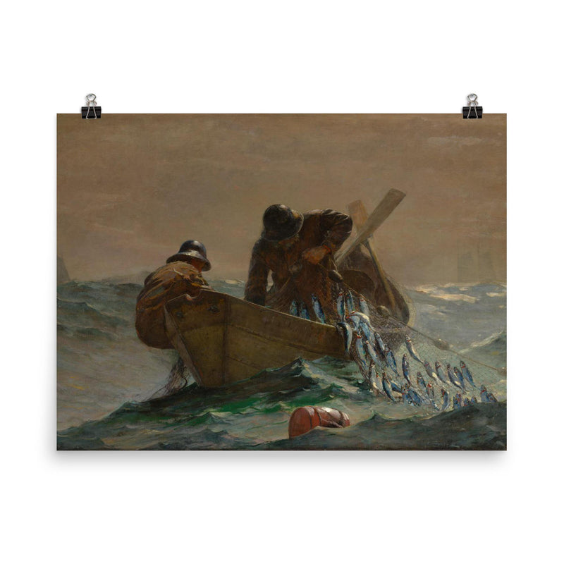 The Herring Net by Winslow Homer, 1885 poster on a plain backdrop in size 8